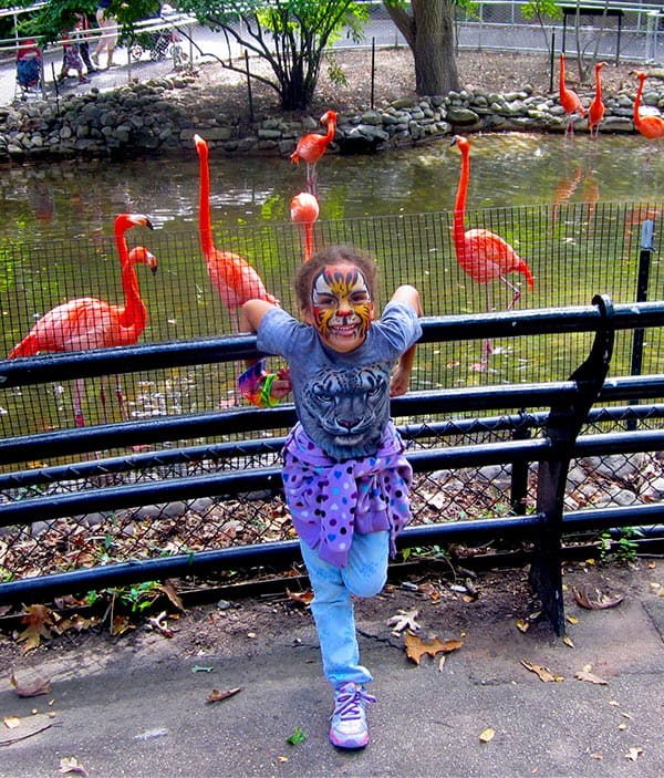 Project Endangered Tigers - Jordynn gets a tiger Face painting at the Philadelphia Zoo